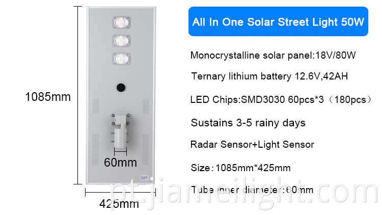 Sensor de movimento super brilhante 60 Watt Integrado Solar LED Street Light Outdoor Preço